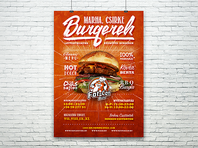 fatcat burger flyer bbq burger burgers chalk chicken design flyer hotdog logo menu print