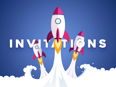 3x invitations blue dribbble galaxy invitation invite pink rocket three