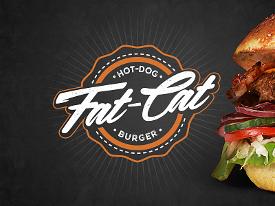 fat-cat burger logo burger circle fast food hotdog logo street streetfood typeface typo typography vintage