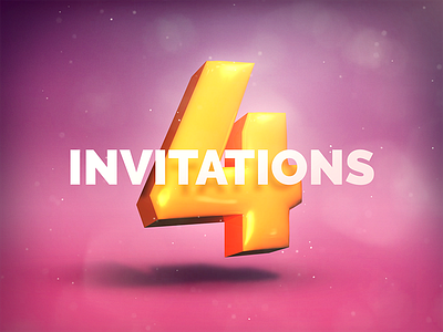 4x invitations 3d dribbble four invitations invite number pink render