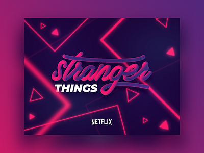 stranger things fan art 3d blue dark illustration line netflix pink triangle type typo typography