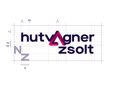 hutv▵gner zsolt logo grid blue brand branding dark grid guide lines logo minimal pink symbol triangle