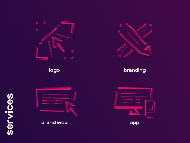 services icon set app brand branding dark design gradient identity logo personal self ui web