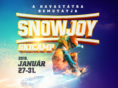 snowjoy skicamp brand event fire flyer lights logo man ski skicamp snow snowboard typo typography