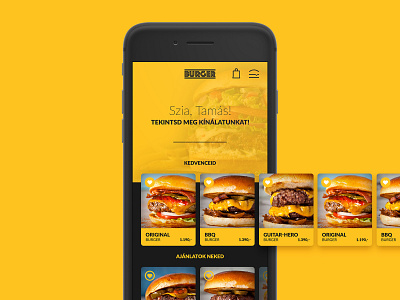 burger app landing app app landing burger dark food app landing mobile app ui uidesign yellow