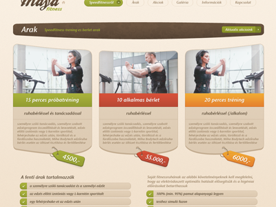 maya fitness prices brown cost design fitness green info layout maya orange prices red title web