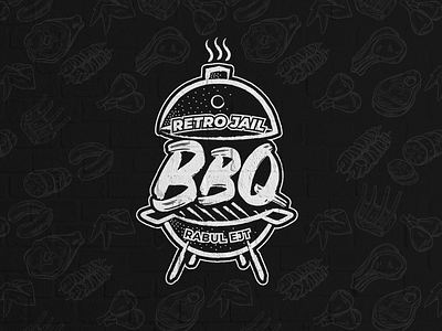 retro jail bbq bbq brand branding cook fire grill logo logobrand steak