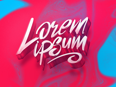 lorem ipsum lettering 3d blue brush handlettering handwrite lettering neon pink procreate shadow type typography