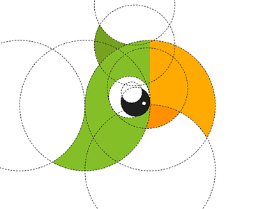 toPolly logo grid guide animal bird circle fibonacci green grid guide logo parrot shape yellow