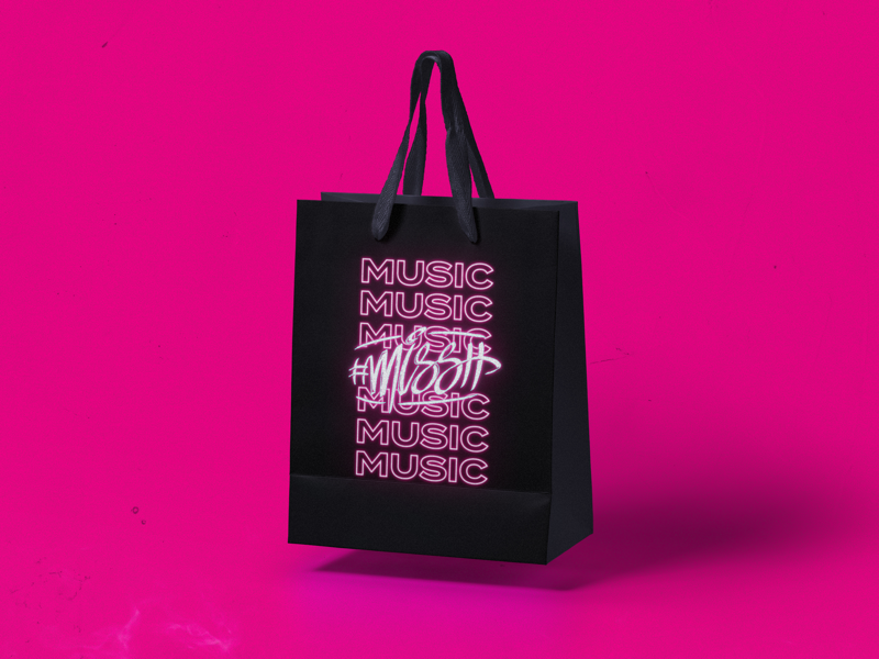missh music branding bag rap album song music hip hop hand lettering hand writing dark pink lettering logo bag