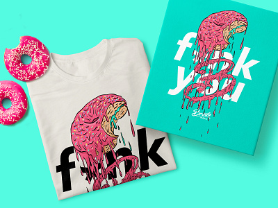 funk you x Brada streetwear brand clothing clothing brand donut draw illustration procreate shirt design streetwear