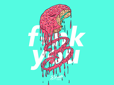 f*nk you shirt design brand clothing color donut donuts food illustration lettering pink procreate shirt typo logo typogaphy