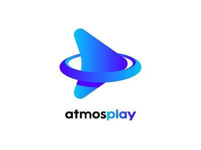 atmosplay logo & branding app logo atmosphere blue branding logo play symbol