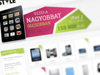 redesign banner clean content green grey index ipad layout logo pink price products sidebar slideshow webdesign