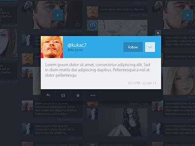 twitter redesign popup avatar blue close concept dark design follow layout popup redesign reply retweet tweet twitter web