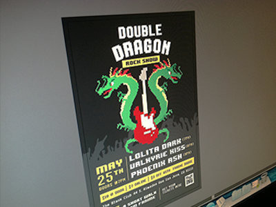 Flyer for Double Dragon Rock Show 8bit dragon flyer guitar illustration