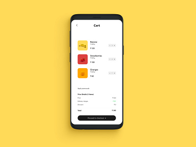 Shopping Cart android app cart design flat grocery minimal shopping ui ux vector web xd yellow
