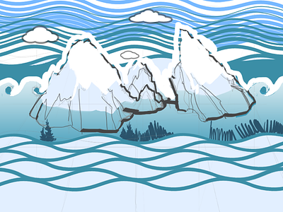 Rocks & Ocean chinese digital art illustration mountain ocean rocks sea sea green sketch snow tide wip