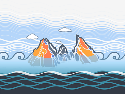 Rocks & Ocean finalized deep digital art disaster flood illustration mountain ocean rocks sea storry sun vector