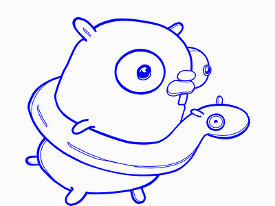Golang Gopher Ready for a Safe Swim character free giveaway go golang google gopher illustration mascot outline print vector