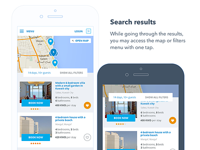 2015 - Mobile search feed booking filters hospitality iphone map mobile rent responsive search travel ui ux