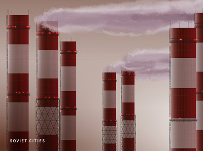Soviet Cities 01 Cooling Tower affinity designer illustration soviet