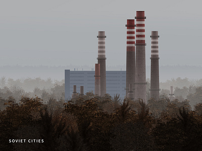 Soviet Cities 11 Dnieper Aluminium Smelter Chimneys affinity designer illustration illustration affinity designer