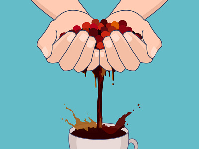 The Art of Coffee cherries coffee cup of coffee design illustration vector