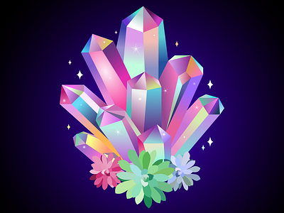 Crystals and Succulents color crystal design illustration succulent vector