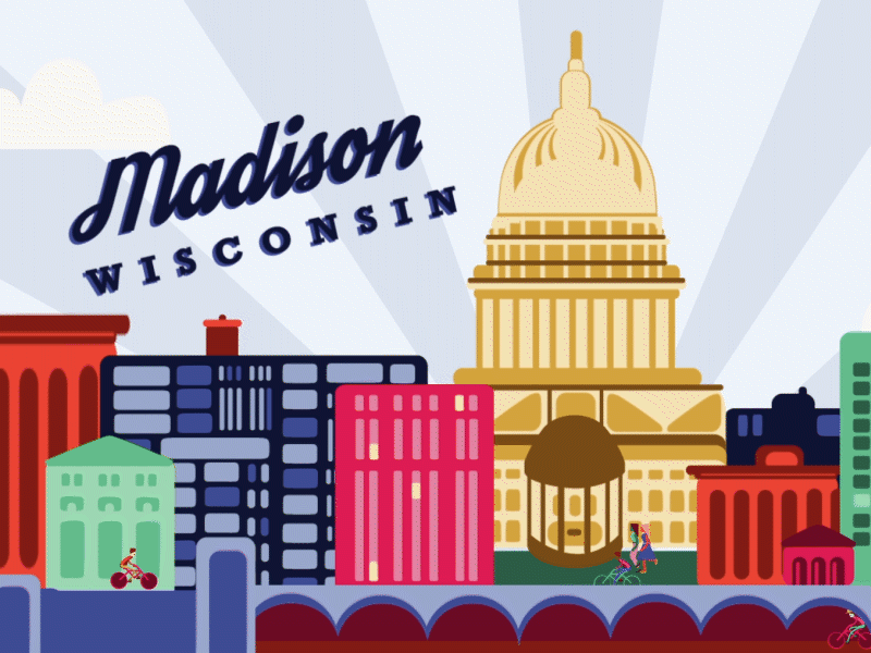 Madison Wisconsin animation branding design flat illustration motion motion design motion graphics vector