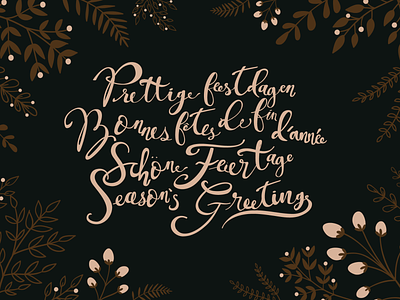 Hand lettered Christmas Card in Four Languages