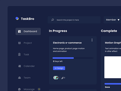 Task Bro - Task Managament Desktop App app design design motion graphics ui uidesign web design