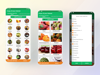 AgriTech App Crop Selection android android app android app design android design app app design app ui app ux design flat ios ios app ios app design mobile mobile app mobile ui ui uidesign uiux ux