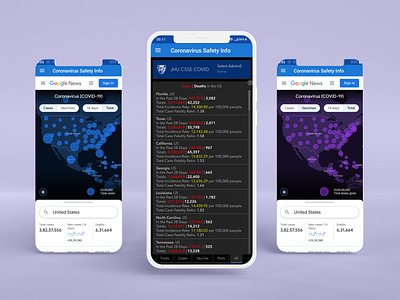 COVID Safety App USA Screens