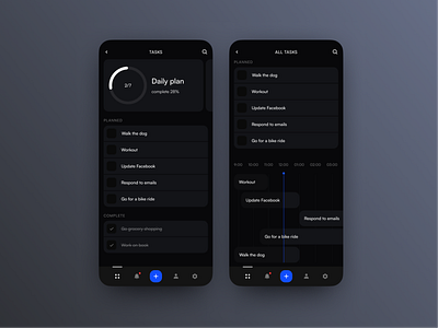 TODO Mobile App | UI aplication app black blue dark design first screen interface ios mobile productive todo ui