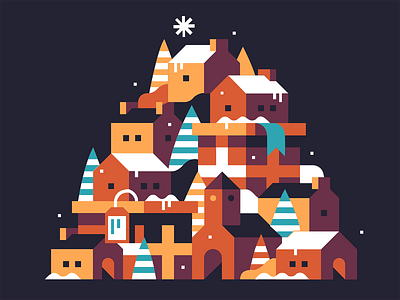 Christmas House illustration christmas christmas card christmas tree dailyui design design thinking graphic design grid guides typography