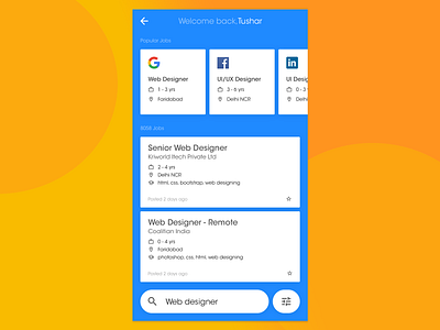 Job Search Result Page app branding branding design dailyui design design thinking flat graphic design grid guide guides halfpica job app logic mobile app design social typeface typography ui ux