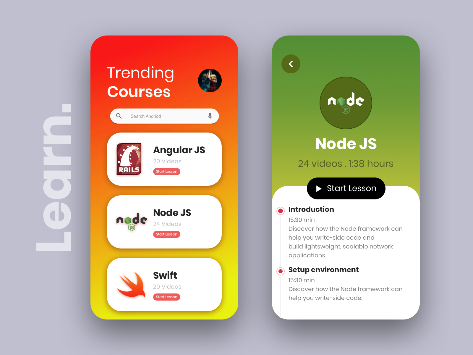 Learning App Ui by Tushar Pathak on Dribbble