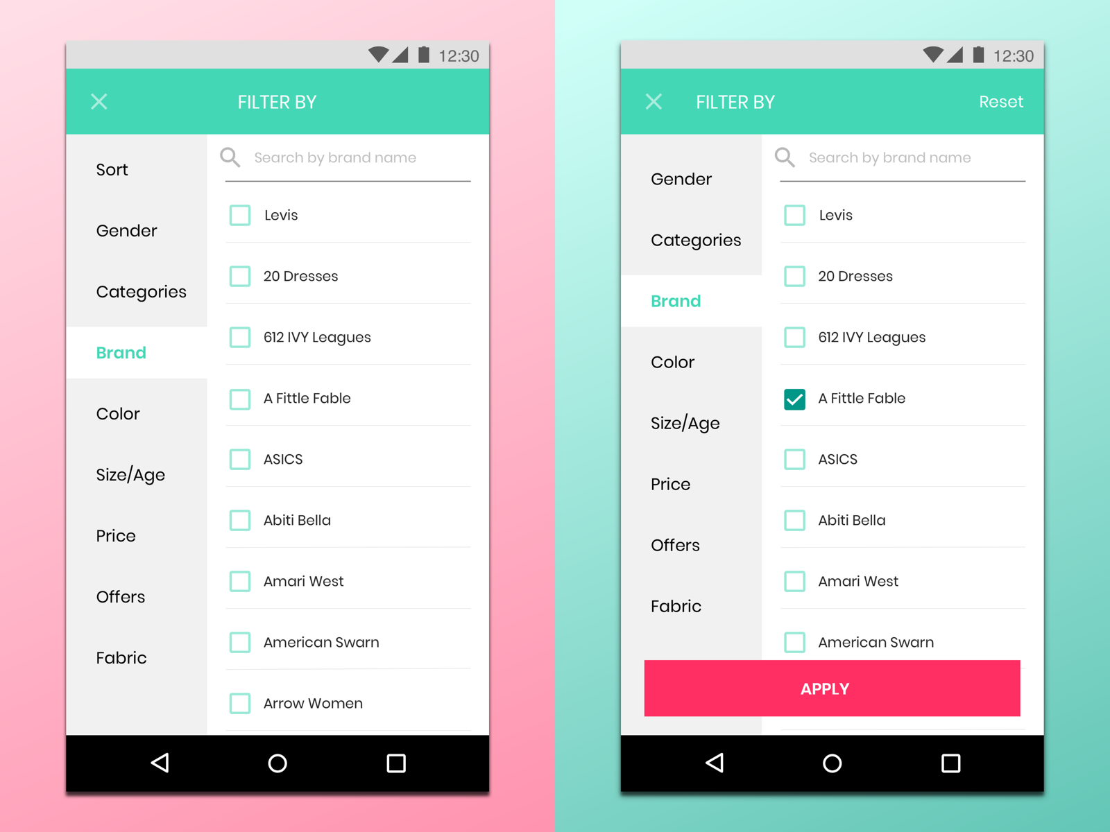Filter Page by Tushar Pathak on Dribbble