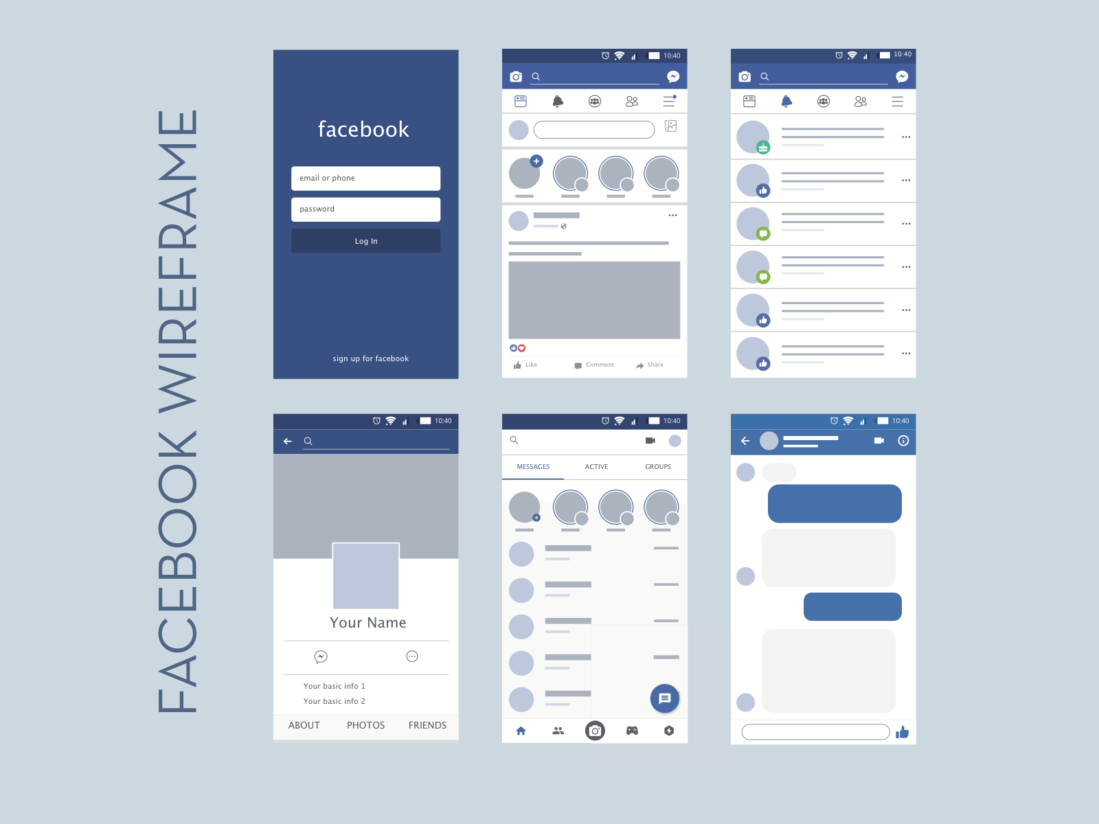 Facebook Wireframe by Tushar Pathak on Dribbble