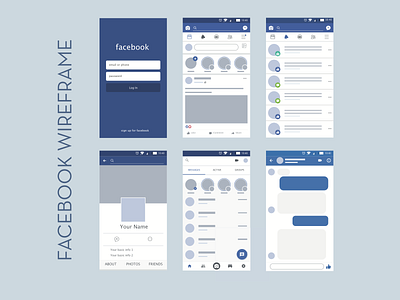 Facebook Wireframe dailyui design design thinking graphic design grid guides typography ui ux vector