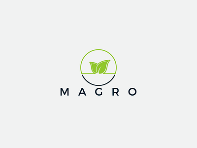 Magro agricultural blue brand branding design flat graphic icon identity illustration illustrator leaf lettering logo logo design m minimal type typography vector