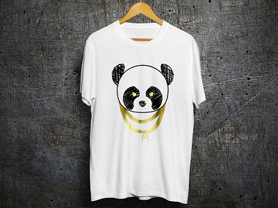 Panda Head T Shirt Desogn art flatdesign gold metallic panda tshirt tshirt art tshirt design tshirtdesign