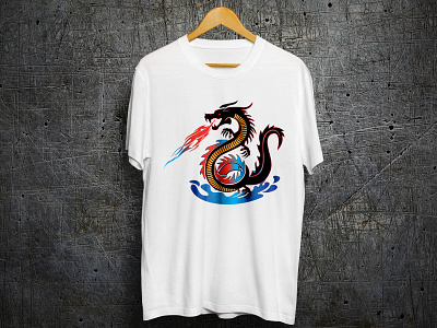 Dragon White T Shirt Design