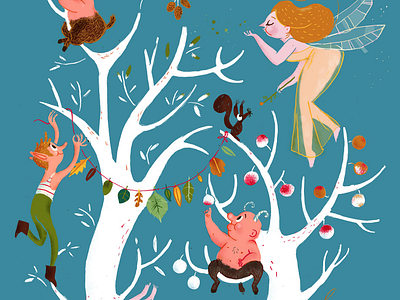 Fairytale fairytale forest illustration squirrel trees