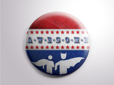 Awesome! americana awesome button buttons comic book design distressed fun graphic design pin retro superhero typography