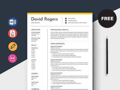 Free Estimator Resume Template