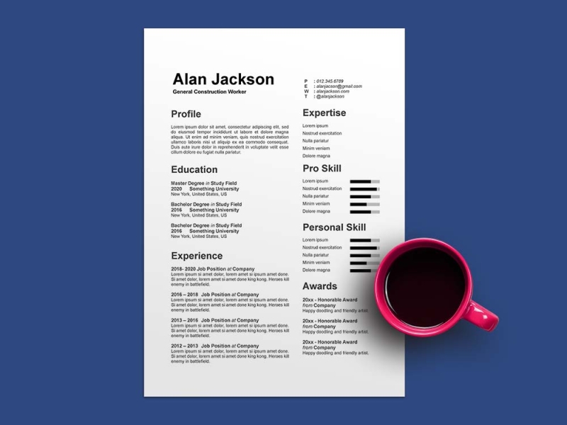 Sample Resume For General Construction Worker