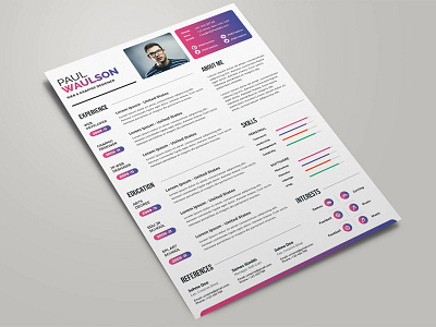 Free Colorful Resume Template by Andy Khan on Dribbble