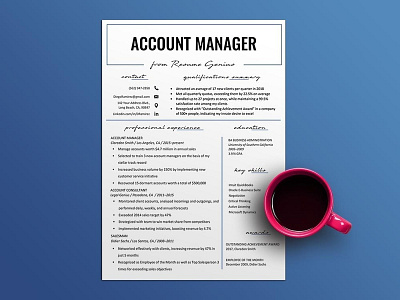 Free Account Manager Resume Template With Sample Text